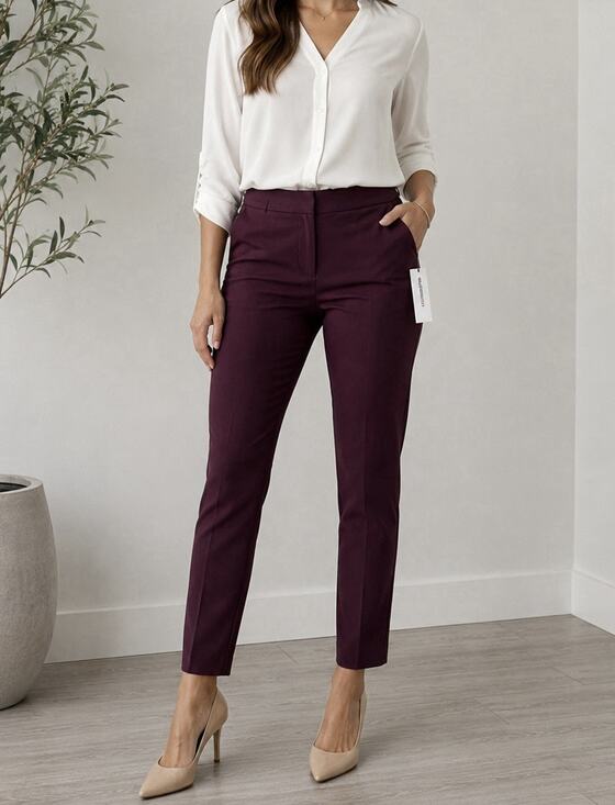 Liz Claiborne Pants - Liz Claiborne Emma Ankle Pants Womens 10 Burgundy Slim Leg Career Stretch NWT